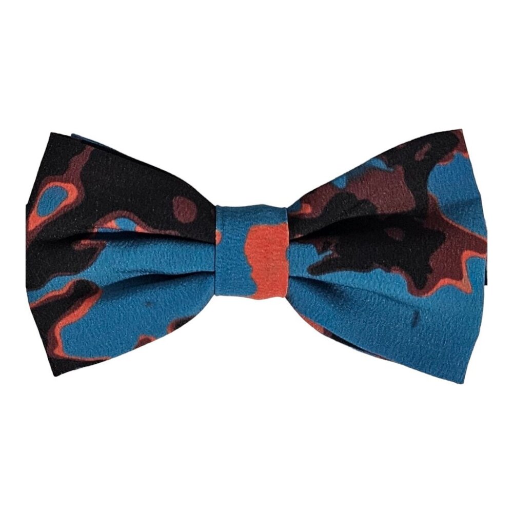 NEW DAVID NAMAN Men's 100% Polyester DESIGNER Bow Tie Blue Art W:2.6"